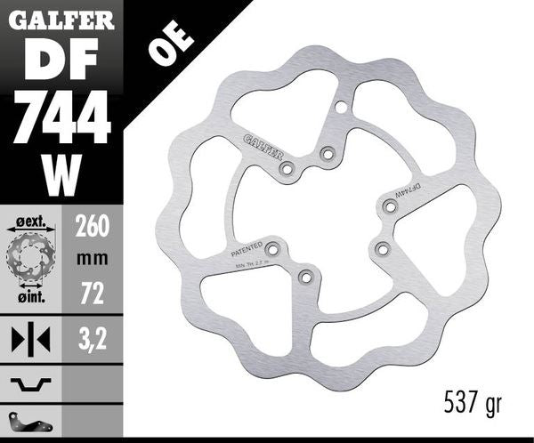 GALFER Brake Rotor Solid Wave® One Piece (Fixed) DF744W