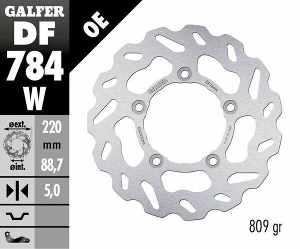 GALFER Brake Rotor Solid-Mount Wave® One Piece (Fixed) DF784W