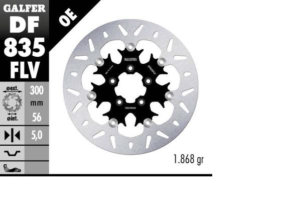 GALFER Brake Rotor Full-Floating Round Two Piece (Floating) DF835FLV