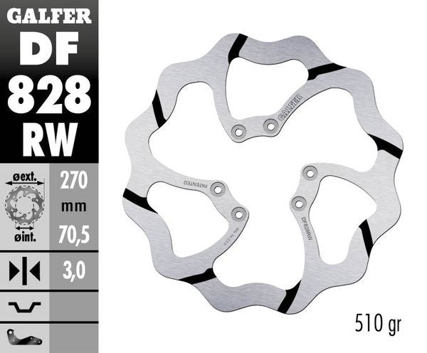 GALFER Brake Rotor Solid-Mount Wave® One Piece (Fixed) DF828RW