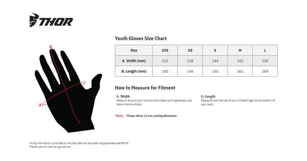 THOR Youth Sector MX Motorcross Gloves Black/Gray 2023 Model