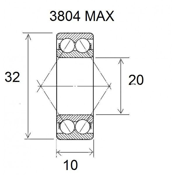 BLACK BEARING Bearing MAX 20X32X10MM UB-3804-MAX