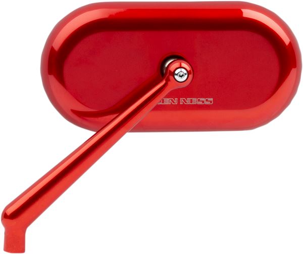 Arlen Ness Forged Oval Mirror Red Anodized Aluminum Screw-In Side View 13-176