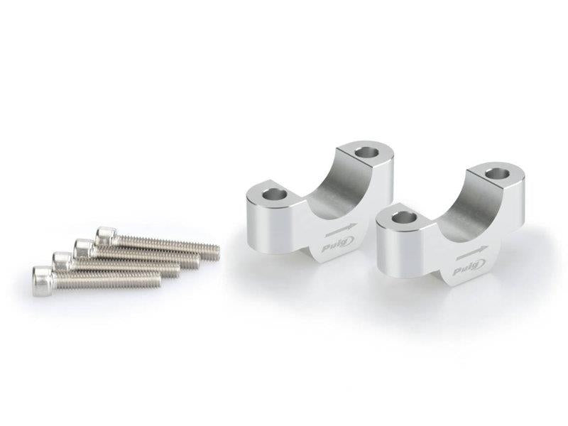 Puig 20mm Handlebar Risers For 32mm Bars Silver 7564H