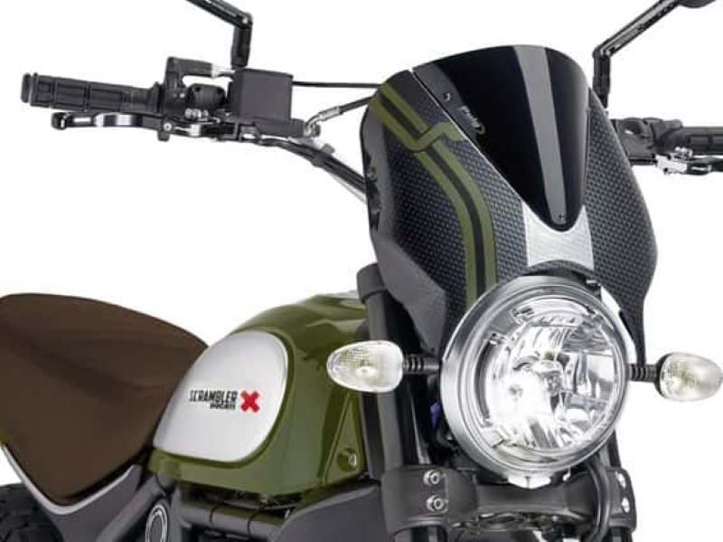 Puig Retrovision Carbon Look Semi Fairing And Screen Black 9668C