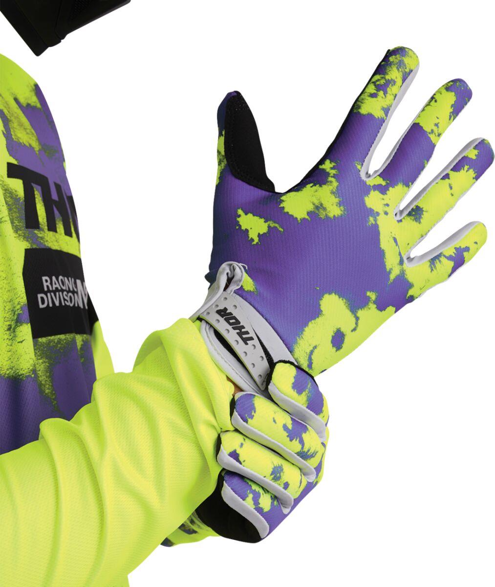 THOR Launchmode Bleach Gloves Yellow/Purple/Black