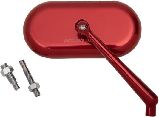 Arlen Ness Forged Oval Mirror Red Anodized Aluminum Screw-In Side View 13-179