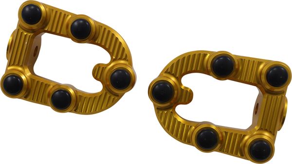 Arlen Ness MX Footpegs Driver Gold Billet Aluminum Rubber Pair 07-935