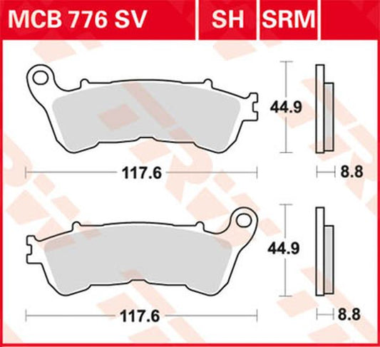 Trw SRM Series Sindered Scooter Brake Pads For Honda SH 300 I 05-20 MCB776SRM