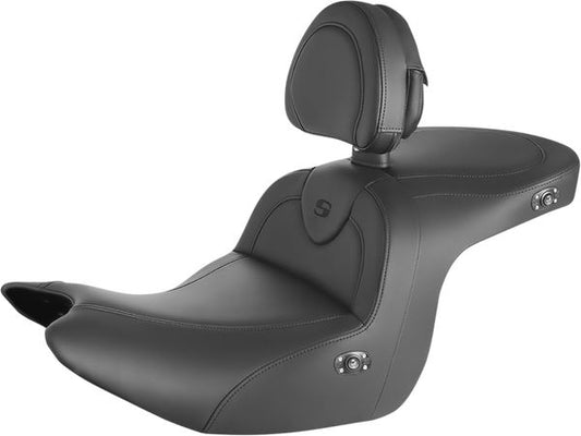 SADDLEMEN Roadsofa™ One-Piece Seat Black Heated Includes Backrest H18-07-187BRHCT