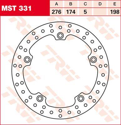 Trw Round Fixed Brake Rotor 250-299mm For BMW K 1200 GT 1993-2008 Steel MST331