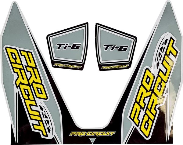 Pro Circuit Ti-6 Exhaust Decals Black Gray White Yellow Vinyl DC22TI6-GRAY