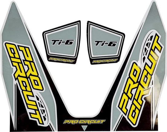 Pro Circuit Ti-6 Exhaust Decals Black Gray White Yellow Vinyl DC22TI6-GRAY