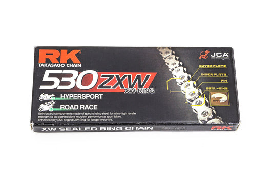 RK Motorcycle Drive Chain 525 ZXW 120L XWRING Silver 525ZXW120CLF