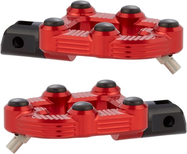Arlen Ness MX Footpegs Driver Red Billet Aluminum Rubber Pair 07-946
