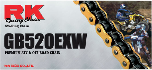 RK Motorcycle Drive Chain 520 EXW 116L WRING Black, Gold GB520EXW116CL