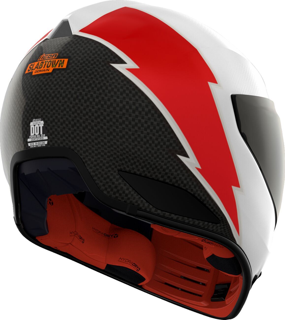 ICON Domain™ White, Red Motorcycle Helmet
