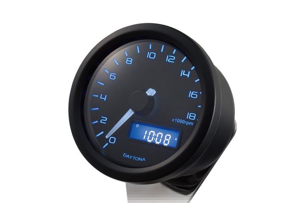 Daytona Velona60 18000RPM Black Blue Kit with Adapter E-marked Tachometer 86862