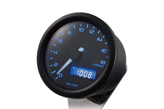 Daytona Velona60 18000RPM Black Blue Kit with Adapter E-marked Tachometer 86862