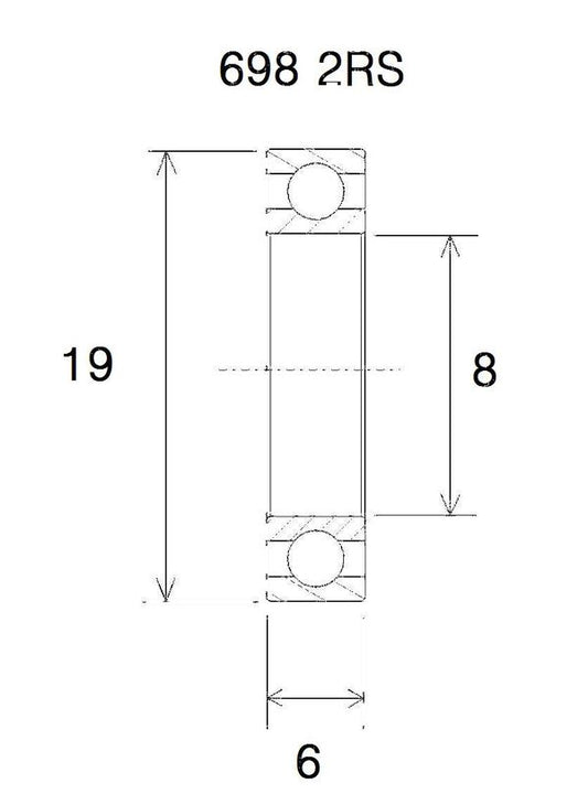 BLACK BEARING Bearing B5 8X19X6MM UB-698-B5
