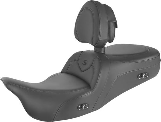 SADDLEMEN Roadsofa™ Seat w/Driver Backrest Black Heated Includes 808-07B-187TBRH