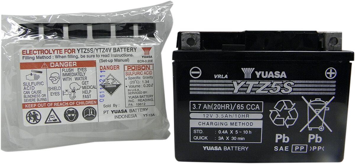 Yuasa AGM Maintenance-Free Battery For KTM EXC 250 TPI 1985-2026 Black YTZ5S(CP)