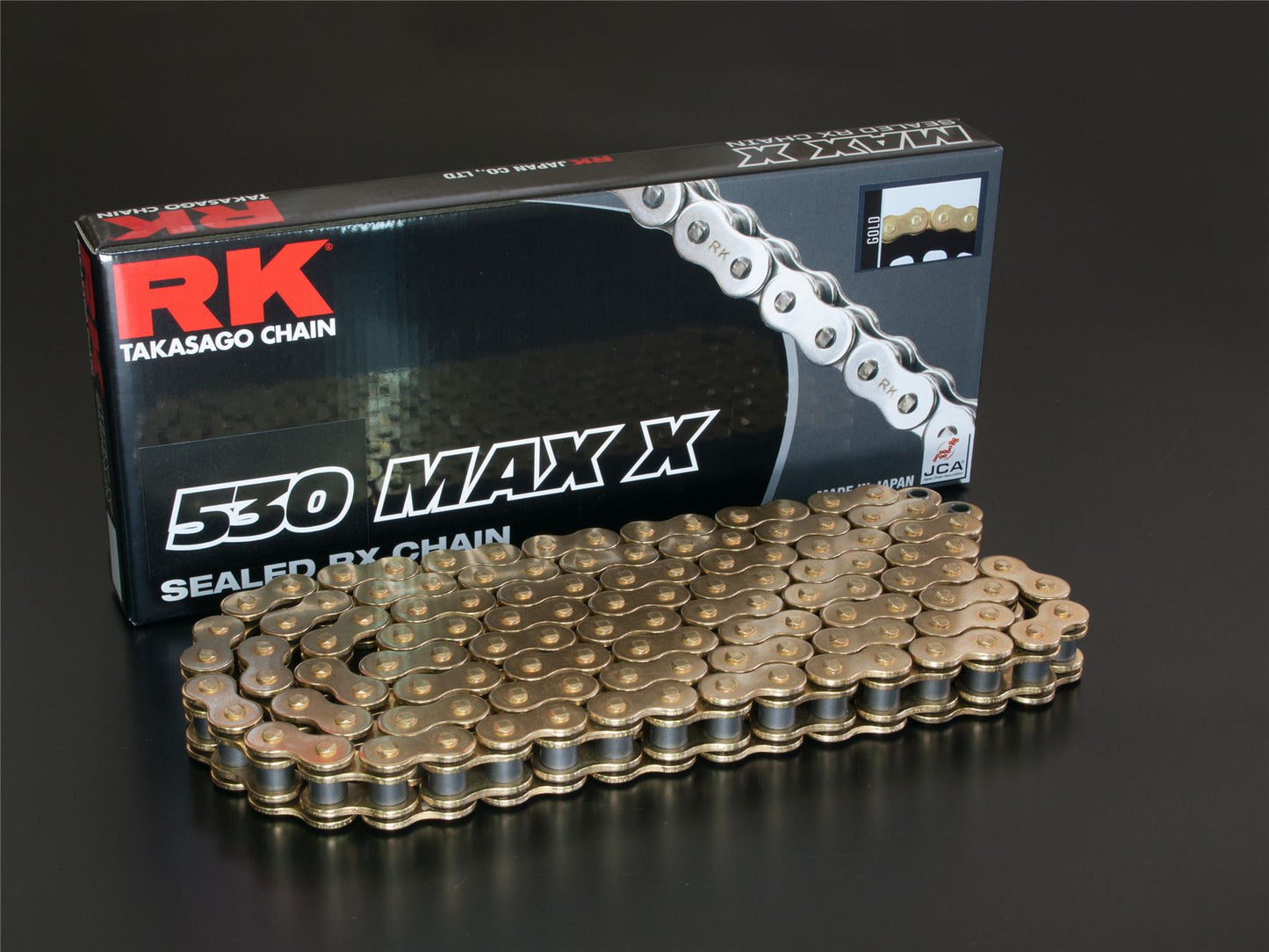 RK Motorcycle Drive Chain 530 MAX X 116L XRING Black, Gold 530MAXX/GG116CLF