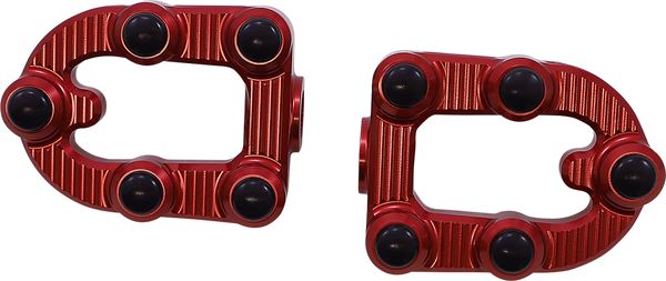 Arlen Ness MX Footpegs Driver Red Billet Aluminum Rubber Pair 07-946