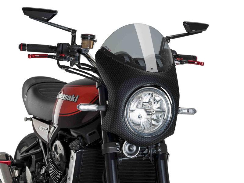 Puig Retro Carbon Look Semi Fairing And Screen 195mm Light Smoke 5051W