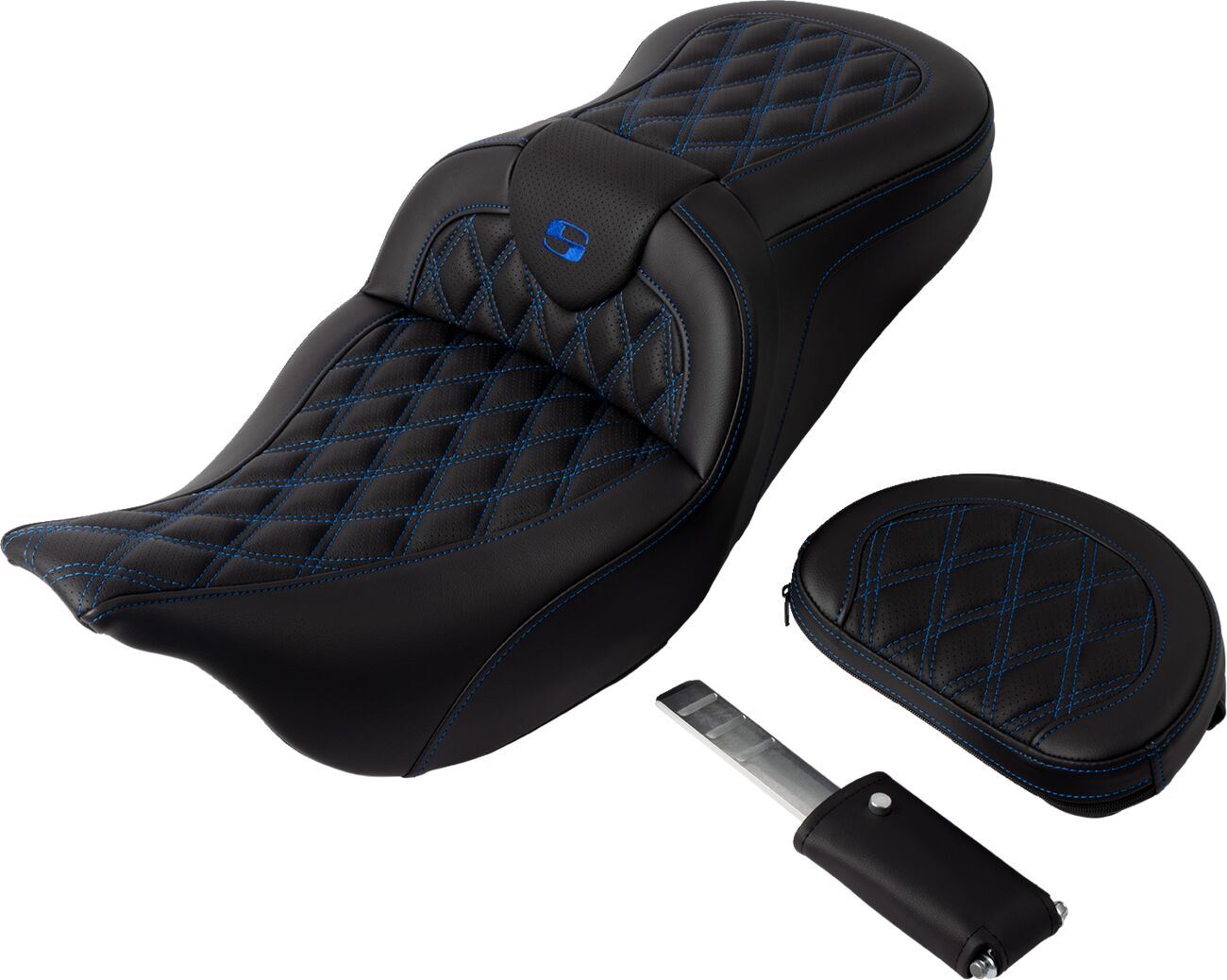 Saddlemen Roadsofa Lattice Stitch Leather Seat Without Backrest For Harley Davidson FLHXS 1868 ABS 08-23 808-07B-182B1