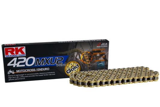 RK Motorcycle Drive Chain 420 MXU2 124L UWRING Black, Gold