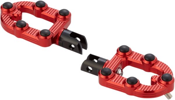 Arlen Ness MX Footpegs Driver Red Billet Aluminum Rubber Pair 07-946
