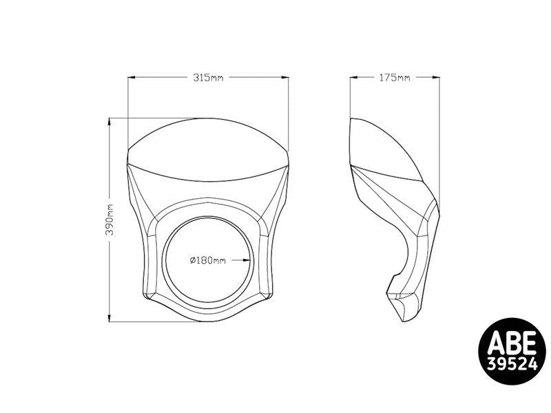 PUIG Semi Fairing 195mmm Carbon Look Universal 9231C