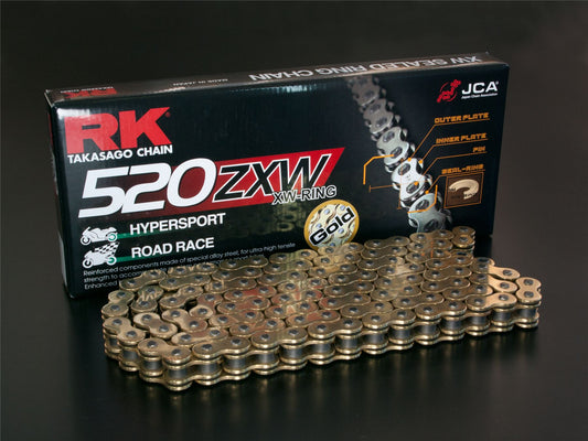 RK Motorcycle Drive Chain 520 ZXW 110L XWRING Gold GB520ZXW110CLF