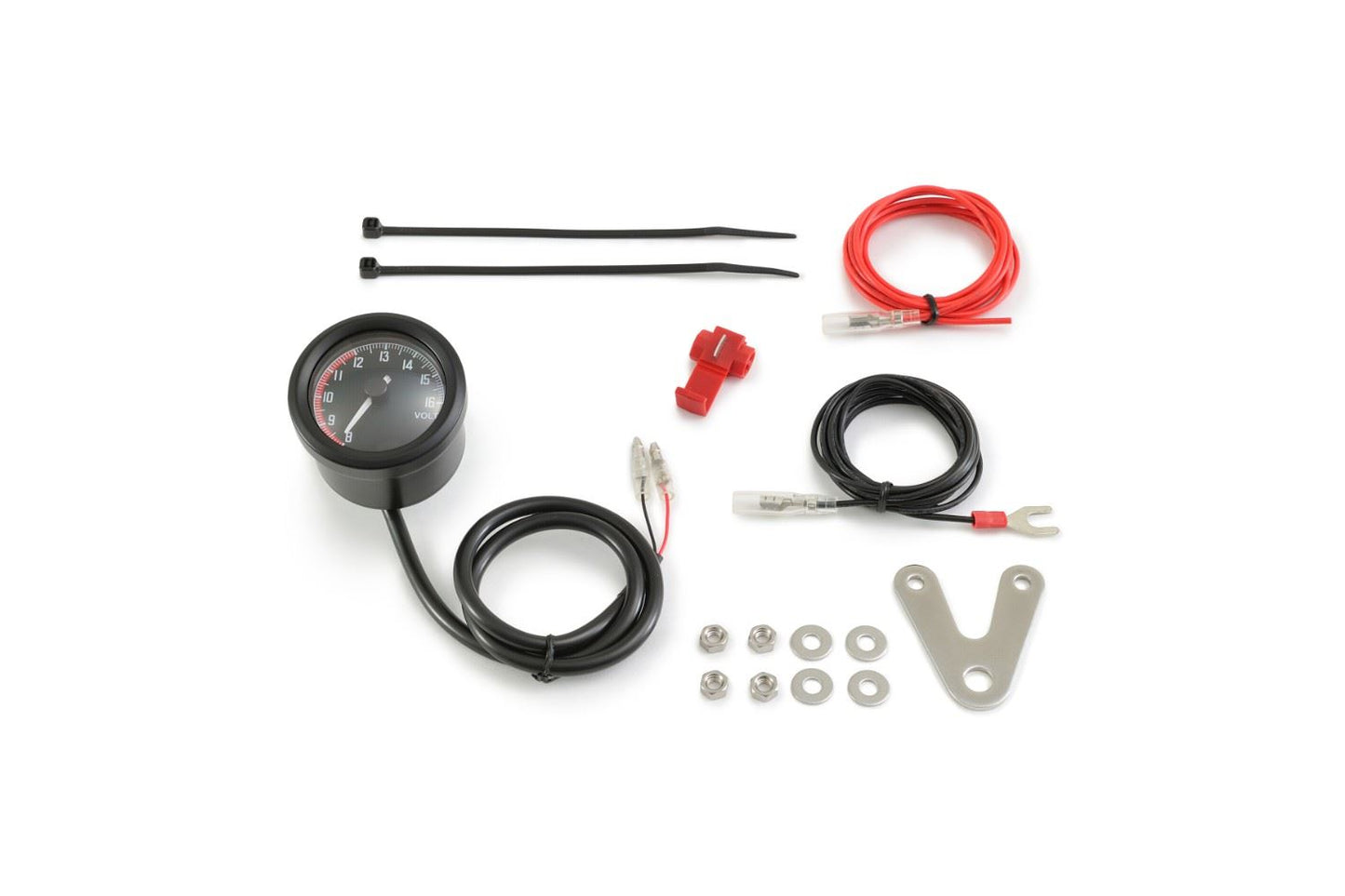 Daytona VELONA48 Analog Voltmeter Red Face 8-16V Low Voltage Alert 80860