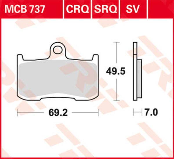 Trw SV Series Sindered Brake Pads For Victory Magnum 106 2002-2024 MCB737SV