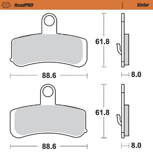 Moto-Master RoadPRO Sinder Brake Pad Front For Harley FXDB 1690 2007-2017 411501