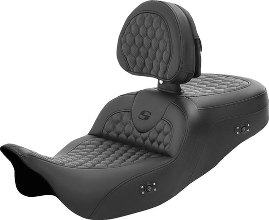 Saddlemen Honeycomb Roadsofa Seat With Backrest For Harley Davidson FLHXS 1868 ABS 08-23 808-07B-189BRHC