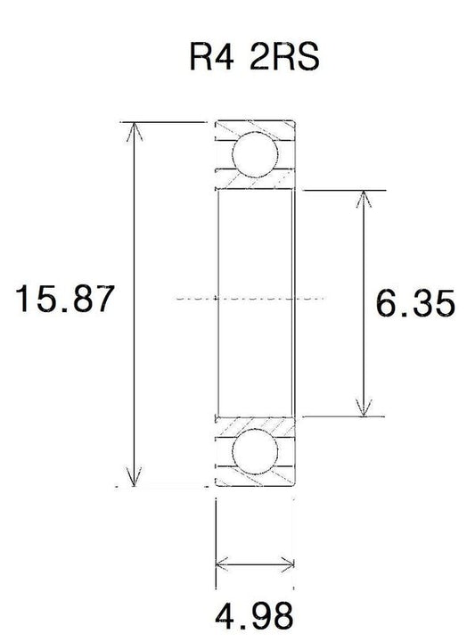 BLACK BEARING Bearing B5 6.35X15.88X4.98MM UB-R4-B5