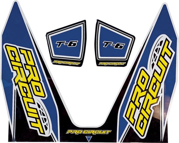 Pro Circuit T-6 Exhaust Decals Black Blue White Yellow Vinyl Pair D22T6-DB