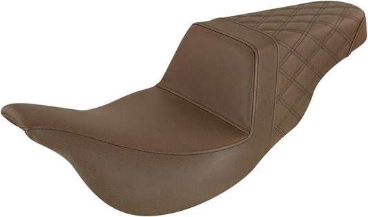 Saddlemen Step Up Seat - Rear Lattice Stitched - Brown - FLH 808-07B-173BREX