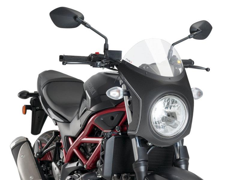 PUIG Retro Carbon Look Semi Fairing And Screen 195mm Clear for Suzuki SV 650 16-25 3170W