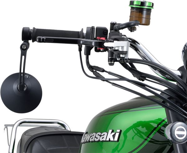 Daytona Aluminum Bar End Mirror Black Round Handlebar End E-marked 89428