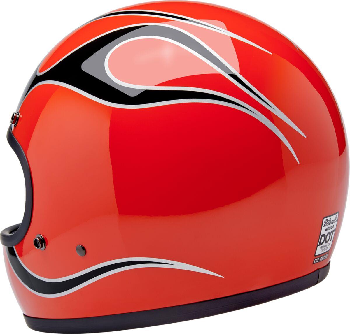 BILTWELL Gringo Flames Helmet ORG FLM 2025 Model