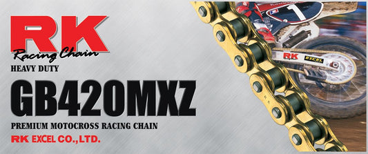 RK Motorcycle Drive Chain 420 MXZ 86L NONSEAL Black, Gold GB420MXZ86CL