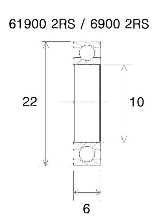 BLACK BEARING Bearing B5 10X22X6MM UB-6900-B5