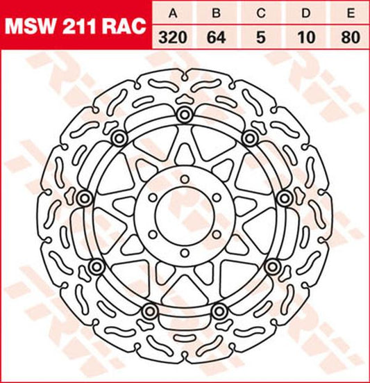 Trw Contoured Floating Brake Rotor For Ducati Monster 696 1990-2023 MSW211RAC