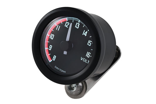 Daytona VELONA48 Analog Voltmeter Red Face 8-16V Low Voltage Alert 80860