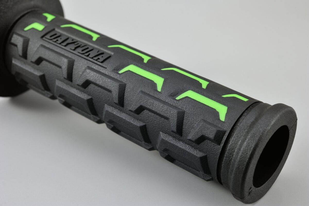 Daytona Grippy Grip GGD-Ground Open End Handlebar Grips Black Green 22.2mm 25178