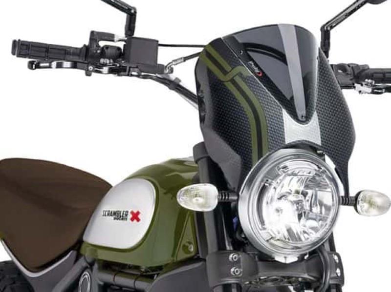 Puig Retrovision Carbon Look Semi Fairing And Screen Dark Smoke 7654C
